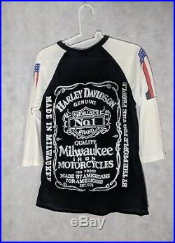 Harley Davidson Vintage 70s 3/4 Sleeve Eagle #1 Jack Daniels T Shirt Medium 5050
