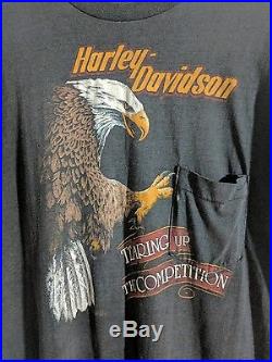 Harley Davidson Vintage 80s 3D Emblem San Diego 2 Sides T Shirt XL