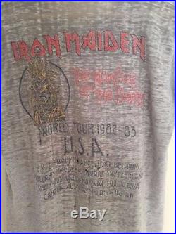 IRON MAIDEN Vintage 1982 1983 Tour T Shirt Number Of The Beast Metal 80s Burnout