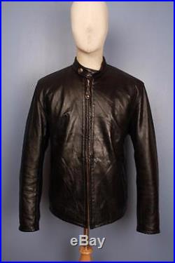 Immaculate SCHOTT Black Leather Motorcycle Cafe Racer Jacket Size Medium