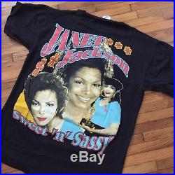 JANET JACKSON Vintage 90s Rap Tee Double Sided Print Sz L T Shirt 1990s Tour