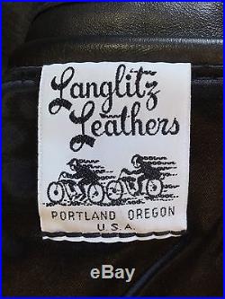 Jeff Decker's Langlitz Leather Black Cafe Racer Motorcycle Jacket Size 42, Med