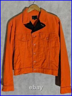 Junior Gaultier Vintage 90s Neon Orange Felt Trucker Jacket JPG M