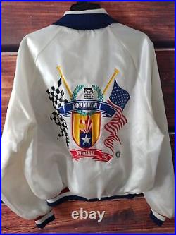 King louie 90's Varsity Bomber Jacket Formula 1 1990 Phenix Original LARGE