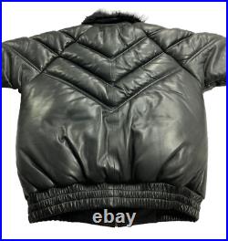 LARGE DOUBLE GOOSE Men's V STYLE-BOMBER GENUINE LAMBSKIN LEATHER JACKET