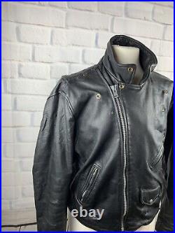 LA Roxx Men's Vintage genuine Moto Leather Jacket 1980's size 46 2XL XXL