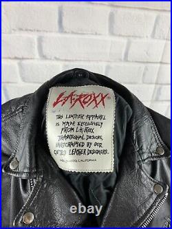 LA Roxx Vintage genuine Moto Leather Jacket 1980's size 46 men or women's