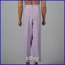 L 1950s Mens Pants Hollywood Waist Rayon Lavender Purple Atomic Fleck Rockabilly