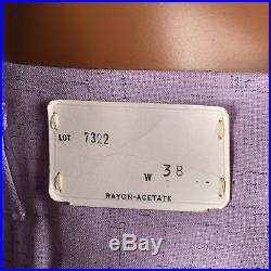 L 1950s Mens Pants Hollywood Waist Rayon Lavender Purple Atomic Fleck Rockabilly