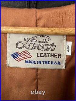 Lariat Leather Coat Fringed Beaded Southwest Suede Made in USA Sz Large Vintage