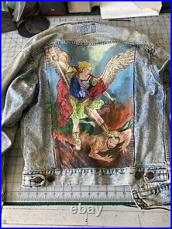 Levi Jean Denim Painted Vintage Jacket Icon St Michael Slays Devil 70s-80s