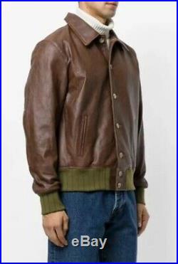 Levi's Vintage Clothing Strauss Leather Jacket Mens Sz L Brown Green Distressed