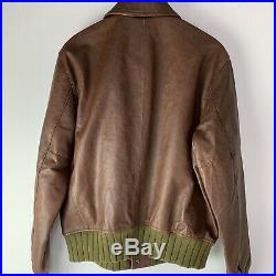 Levi's Vintage Clothing Strauss Leather Jacket Mens Sz L Brown Green Distressed