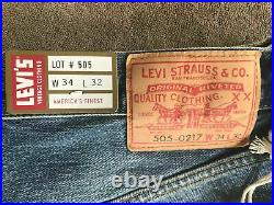 Levis 505 Vintage Clothing 1967 Selvedge Jeans Mens Sputnik 505-0217 RUN SMALL