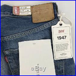 Levis Vintage Clothing 1947 501XX Destroyed Jeans Mens 34x32 Selvedge Big E LVC