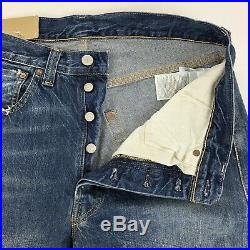 Levis Vintage Clothing 1947 501XX Destroyed Jeans Mens 34x32 Selvedge Big E LVC