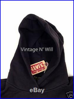 Levis Vintage Clothing LVC Mens L 1950s Black Hooded Sweatshirt Heavy Fleece