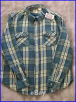 Levis Vintage Clothing Shorthorn Shirt Western Wear Mens Flannel Plaid XL NEW