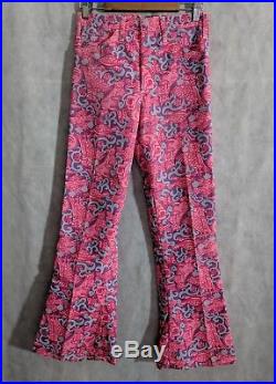 Lilly Pulitzer Vintage 60s Mens Stuff Psychedelic Animals Pink Flare Pants 28×30