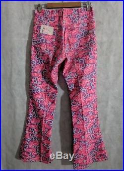 Lilly Pulitzer Vintage 60s Mens Stuff Psychedelic Animals Pink Flare Pants 28x30