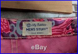 Lilly Pulitzer Vintage 60s Mens Stuff Psychedelic Animals Pink Flare Pants 28x30