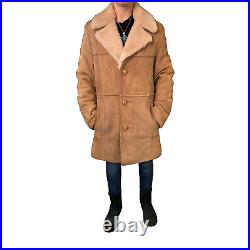 London Fog Maincoats Sheepskin Suede Shearling Lined Men or Women Over Coat VTG