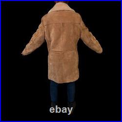 London Fog Maincoats Sheepskin Suede Shearling Lined Men or Women Over Coat VTG