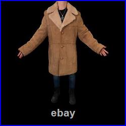 London Fog Maincoats Sheepskin Suede Shearling Lined Men or Women Over Coat VTG