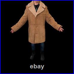 London Fog Maincoats Sheepskin Suede Shearling Lined Men or Women Over Coat VTG