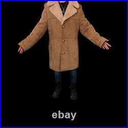 London Fog Maincoats Sheepskin Suede Shearling Lined Men or Women Over Coat VTG