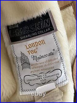 London Fog Maincoats Sheepskin Suede Shearling Lined Men or Women Over Coat VTG