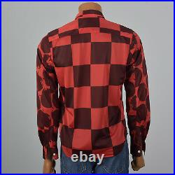 M 2000s Mens Silky Feel Shirt Comme des Garcons Homme Plus Red Apple Print