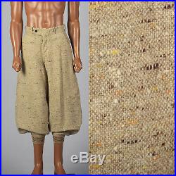 Medium 1920s Mens Pants Plus Sixes Wool Fleck Tweed Knickers Ribbed Knit Vintage