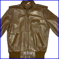 Members Only Genuine Leather Jacket Men's 38 Brown Vintage Europe Zipper Biker