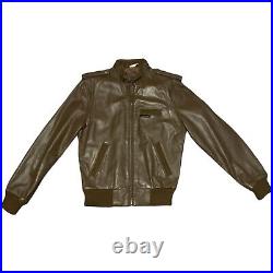 Members Only Genuine Leather Jacket Men's 38 Brown Vintage Europe Zipper Biker