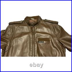 Members Only Genuine Leather Jacket Men's 38 Brown Vintage Europe Zipper Biker