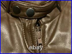 Members Only Genuine Leather Jacket Men's 38 Brown Vintage Europe Zipper Biker