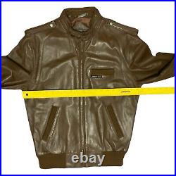 Members Only Genuine Leather Jacket Men's 38 Brown Vintage Europe Zipper Biker