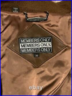 Members Only Genuine Leather Jacket Men's 38 Brown Vintage Europe Zipper Biker