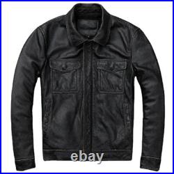 Men 100% Cowhide Natural Leather Jackets Autumn Clothing Coat Cow Jacket