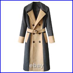 Men Long Overcoat Wool Blend Herringbone Coat Winter Business Knee Length Custom