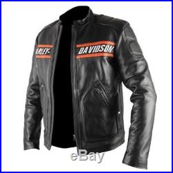 Men's Harley Classic Bill Gold Burg Biker Motorcycle Leather Jacket