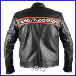 Men's Harley Classic Bill Gold Burg Biker Motorcycle Leather Jacket
