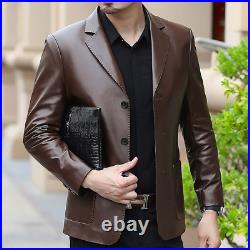 Men's Leather Jacket Men Clothing Jackets Autumn Coat Plus Cotton Clothes