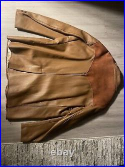 Men's Vintage Deer Wear Brand Deerskin Tan Leather Jacket Lined Size 52 USA Made