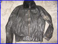 Men’s Vintage Police Motorcycle Jacket Softball Clothing size L Black Leather