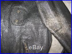 Men's Vintage Police Motorcycle Jacket Softball Clothing size L Black Leather