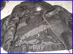 Men's Vintage Police Motorcycle Jacket Softball Clothing size L Black Leather