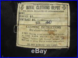Men's Vtg 50s Neat NAVAL CLOTHING DEPOT Blue Wool Kersey U. S Navy Peacoat Sz-40