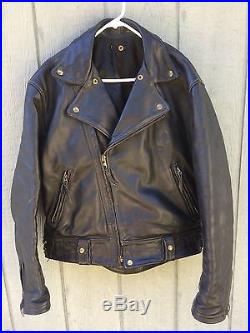 Men’s Vtg LANGLITZ Leathers Columbia Black Leather Motorcycle Police Jacket 44
